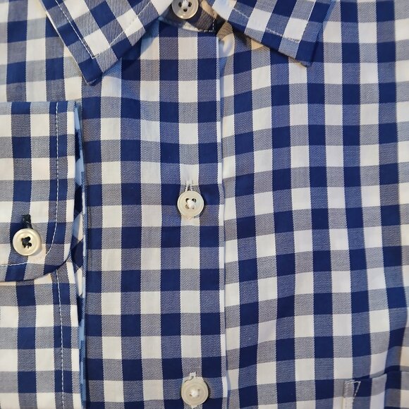 Untuckit Belleza Women's Button Up Long Sleeve Blue Gingham Shirt SZ 4 - Picture 7 of 7